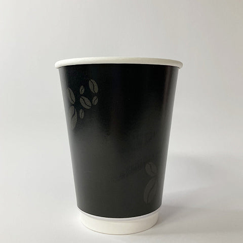 12oz Generic Black Double Wall Cups carton of 500 cups